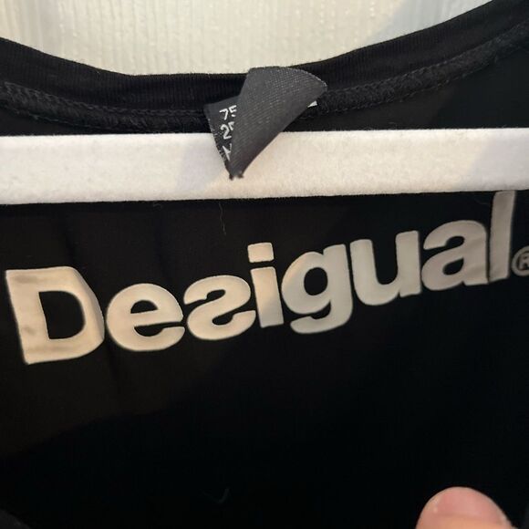 Desigual Black Tank Top with Red Geometric Design viscose and polyester - Picture 5 of 8